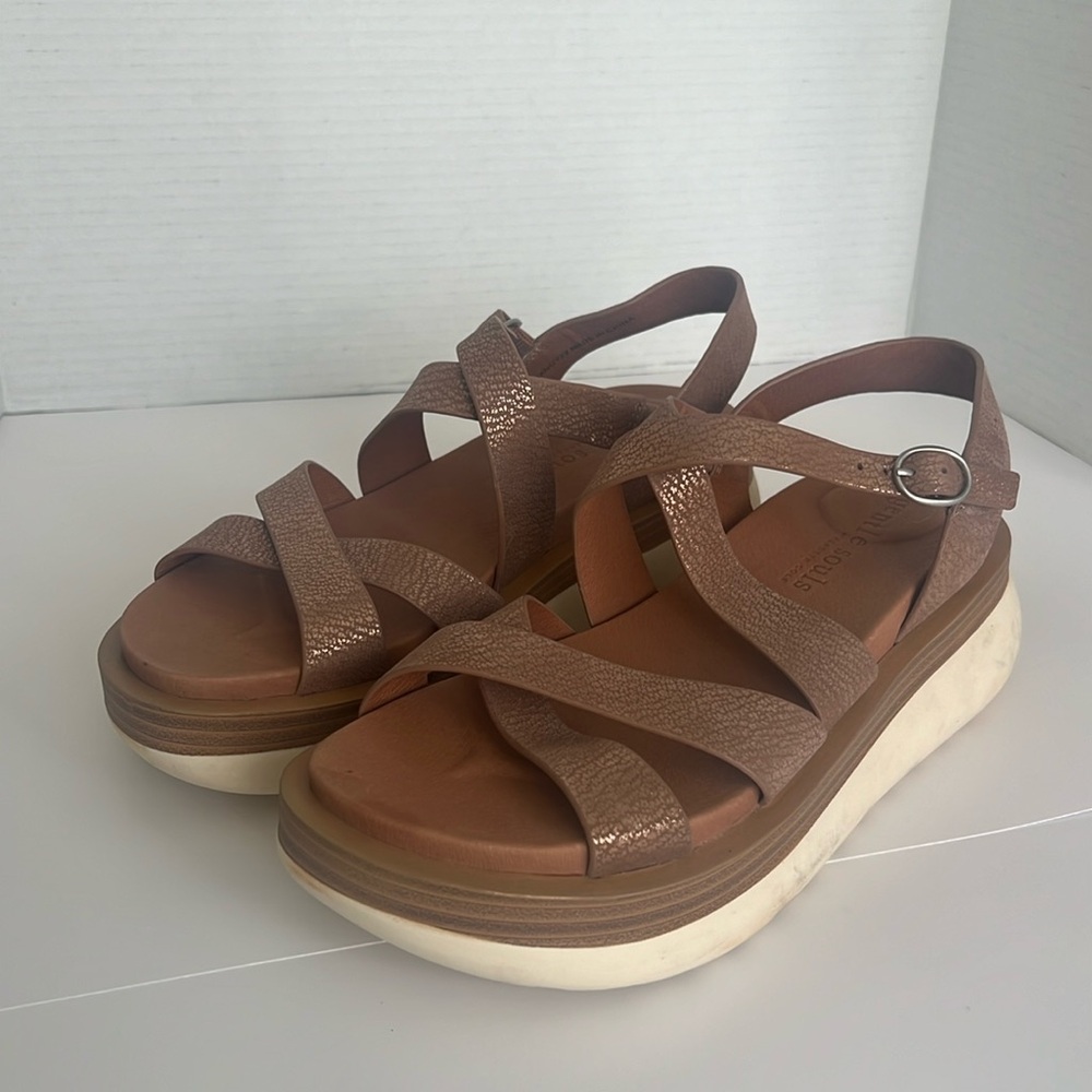 Gentle Souls by Kenneth Cole Rebha Strappy Wedge Sandal clay, size 9 ⚫️